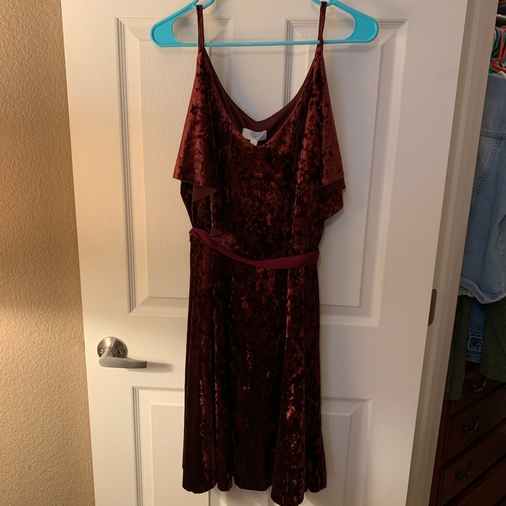 Burgundy Crushed Velvet Dress